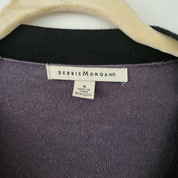 DEBBIE MORGAN Long Grey & Black Trim V Neck Cardigan S - Picture 5 of 5
